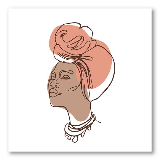 Designart - One Line Portrait of African American Woman IV - Modern Canvas Wall Art Print